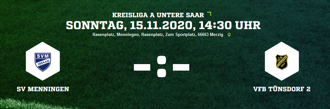 10. ST KLA Screenshot 2020 10 04 SV Menningen VfB Tünsdorf 2 Ergebnis Kreisliga A Herren 15 11 2020
