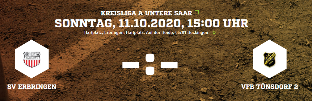 6. ST KLA Screenshot 2020 10 04 SV Erbringen VfB Tünsdorf 2 Ergebnis Kreisliga A Herren 11 10 2020