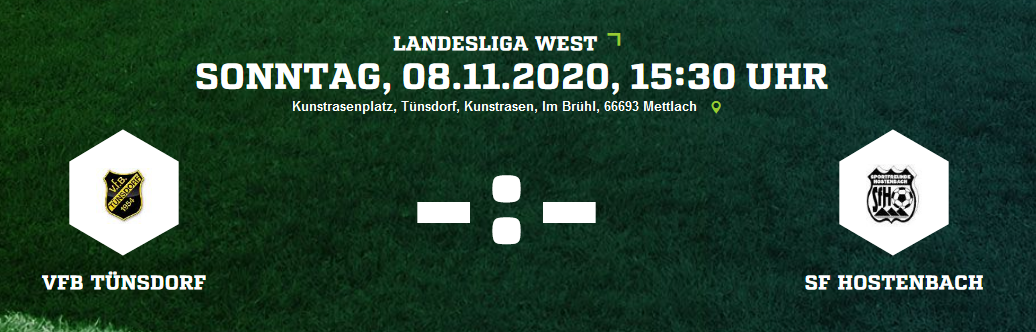 9. ST 2020 Screenshot 2020 10 04 VfB Tünsdorf SF Hostenbach Ergebnis Landesliga Herren 08 11 2020