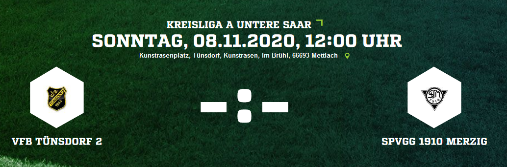 9. ST KLA Screenshot 2020 10 04 VfB Tünsdorf 2 SpVgg 1910 Merzig Ergebnis Kreisliga A Herren 08 11 2020