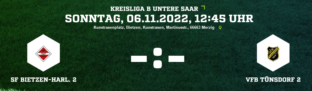 SP 14 KL SF Bietzen Harl. 2 VfB Tünsdorf 2 Ergebnis Kreisliga B Herren 06.11.2022