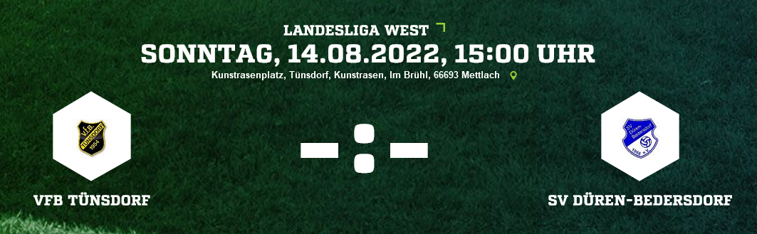 SP 2 LL VfB Tünsdorf SV Düren Bedersdorf Ergebnis Landesliga Herren 14.08.2022