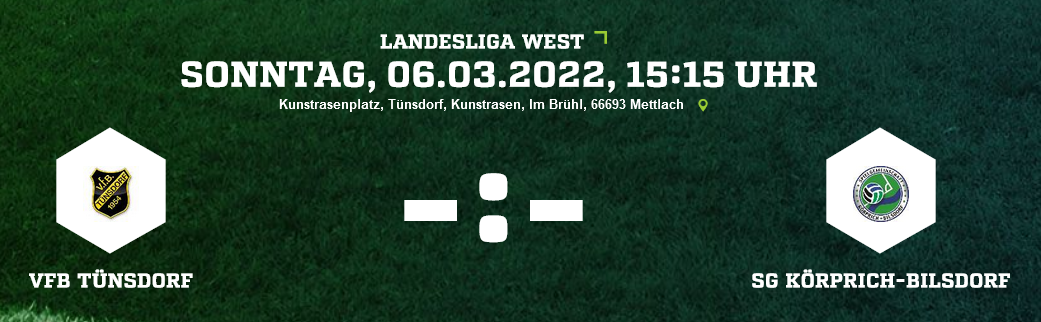 SP17 VfB Tünsdorf SG Körprich Bilsdorf Ergebnis Landesliga Herren 06 03 2022