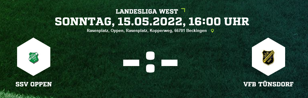 SP27 SSV Oppen VfB Tünsdorf Ergebnis Landesliga Herren 15.05.2022